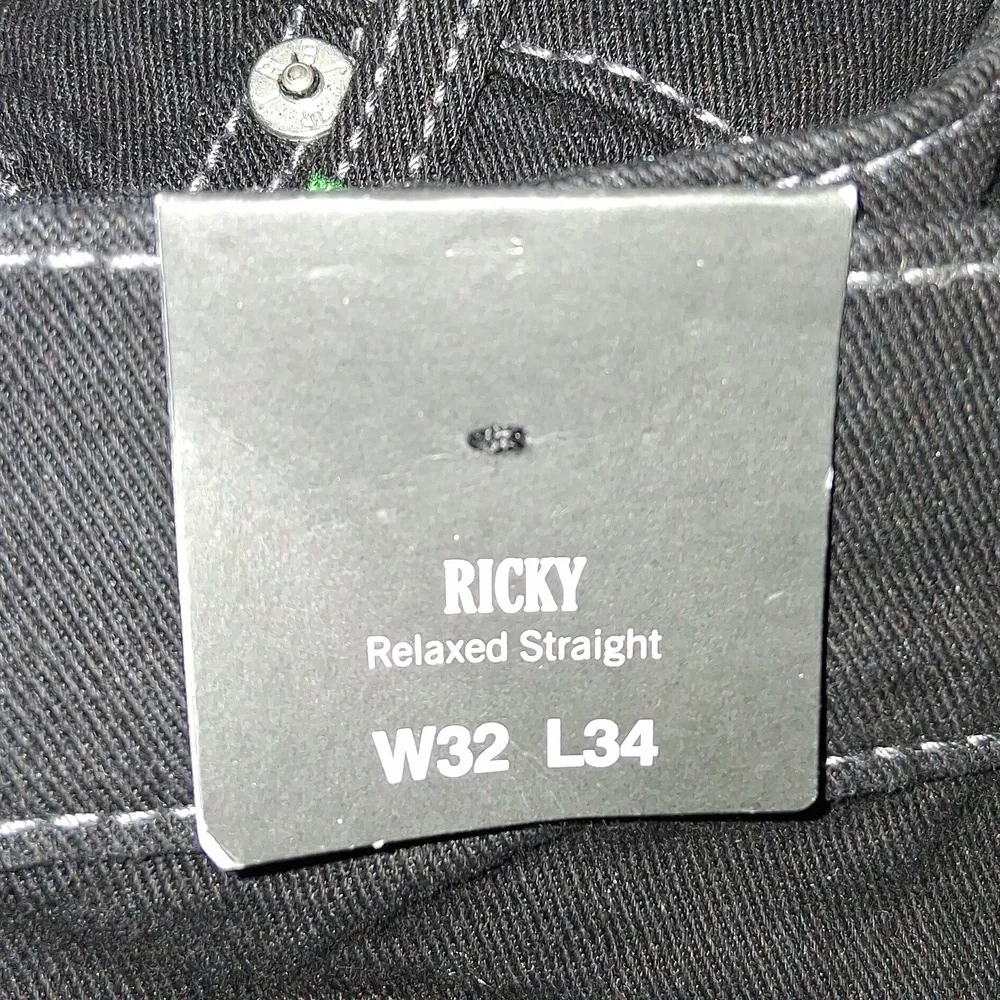 True Religion Ricky Relaxed Straight Jeans Size-32x34 Black NWT